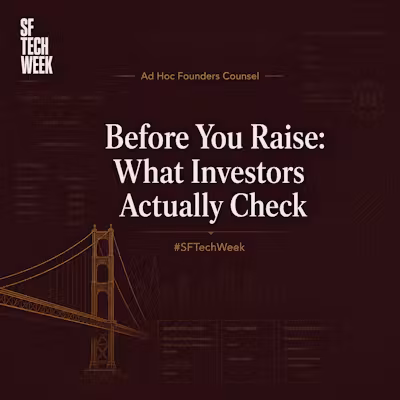 Before You Raise: What Investors Actually Check – #SFTechWeek